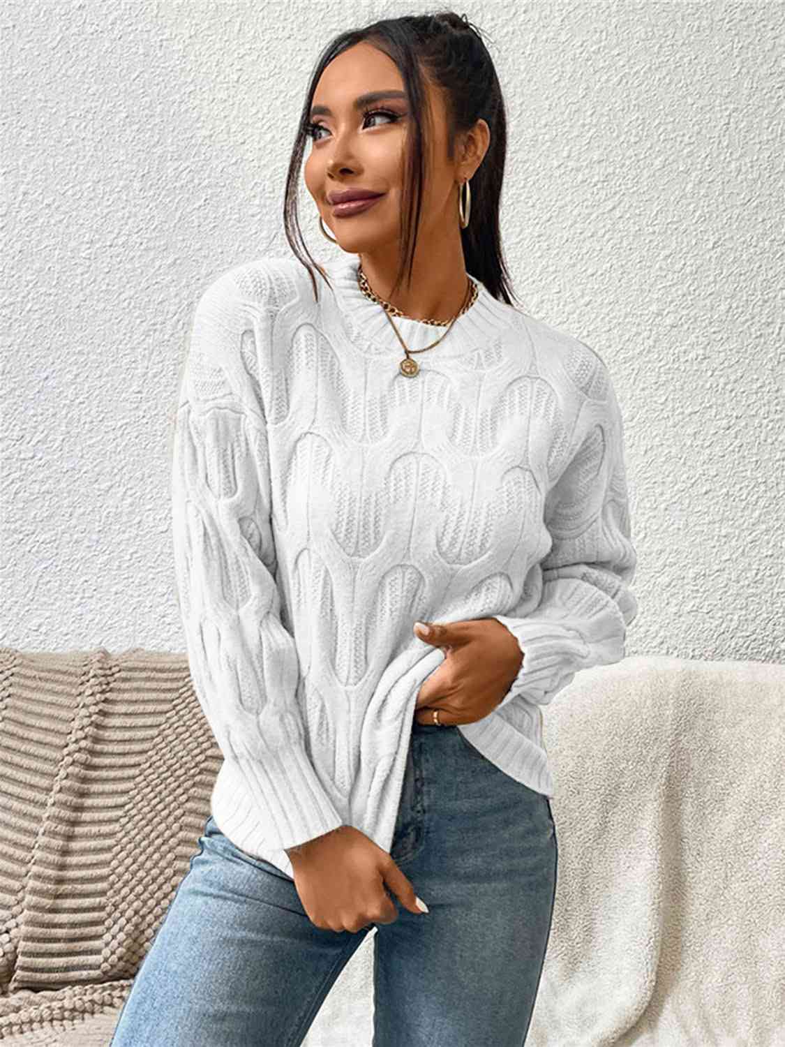 Round Neck Long Sleeve Sweater - Scarlett's Riverside Boutique 