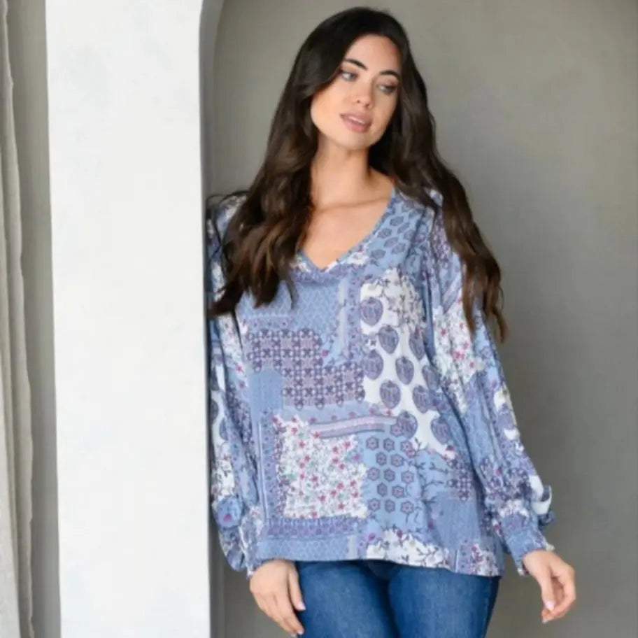 Dory Patchwork Blouse - Scarlett's Riverside Boutique 