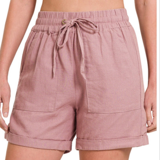 Pink Linen Shorts - Scarlett's Riverside Boutique 