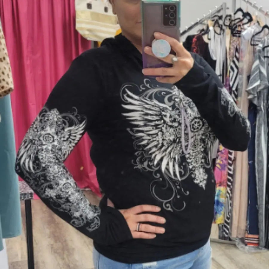 Wing Cross Hoodie - Scarlett's Riverside Boutique 